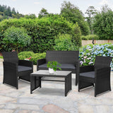 Furniture > Outdoor - Gardeon Rattan Furniture Outdoor Lounge Setting Wicker Dining Set w/Storage Cover Black - Garden Yard