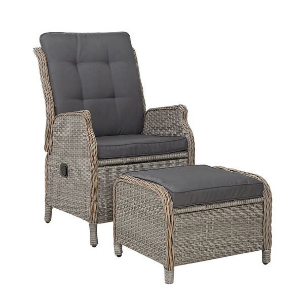 Furniture > Outdoor - Gardeon Recliner Chair Sun lounge Outdoor Setting Patio Furniture Wicker Sofa - Garden Yard
