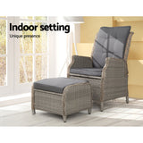 Furniture > Outdoor - Gardeon Recliner Chair Sun lounge Outdoor Setting Patio Furniture Wicker Sofa - Garden Yard