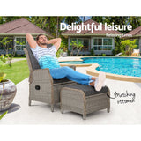 Furniture > Outdoor - Gardeon Recliner Chair Sun lounge Outdoor Setting Patio Furniture Wicker Sofa - Garden Yard