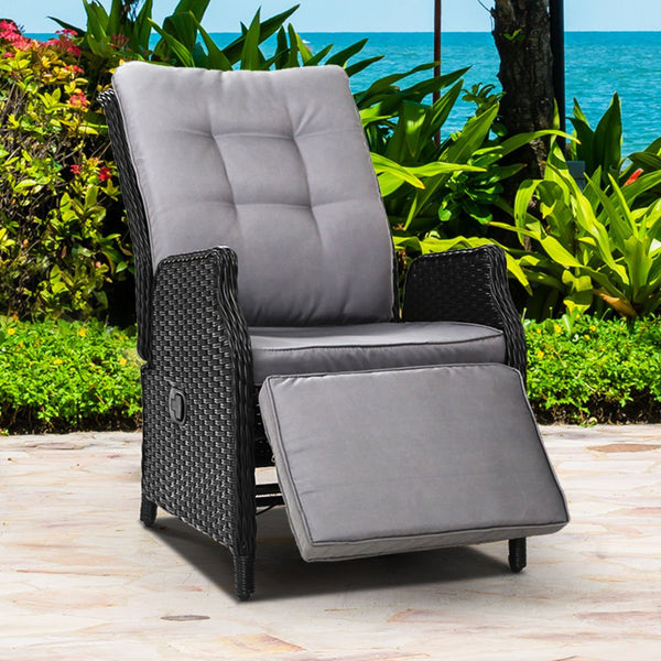 Furniture > Outdoor - Gardeon Recliner Chair Sun lounge Setting Outdoor Furniture Patio Wicker Sofa - Garden Yard