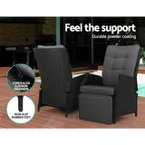 Furniture > Outdoor - Gardeon Recliner Chair Sun lounge Setting Outdoor Furniture Patio Wicker Sofa - Garden Yard