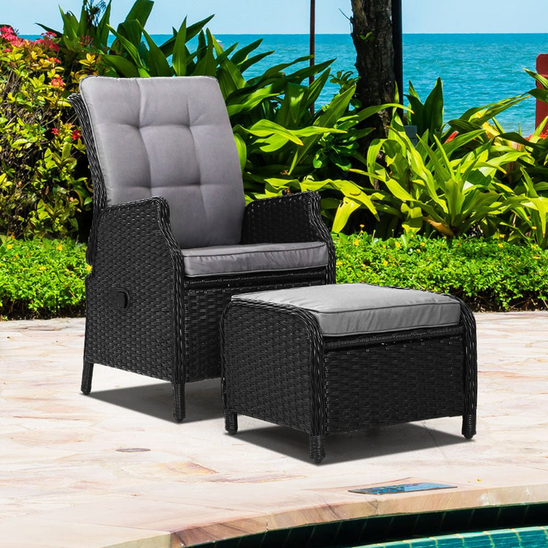 Furniture > Outdoor - Gardeon Recliner Chair Sun lounge Setting Outdoor Furniture Patio Wicker Sofa - Garden Yard