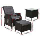 Furniture > Outdoor - Gardeon Recliner Chairs Sun lounge Setting Outdoor Furniture Patio Garden Wicker - Garden Yard