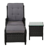Furniture > Outdoor - Gardeon Recliner Chairs Sun lounge Setting Outdoor Furniture Patio Garden Wicker - Garden Yard