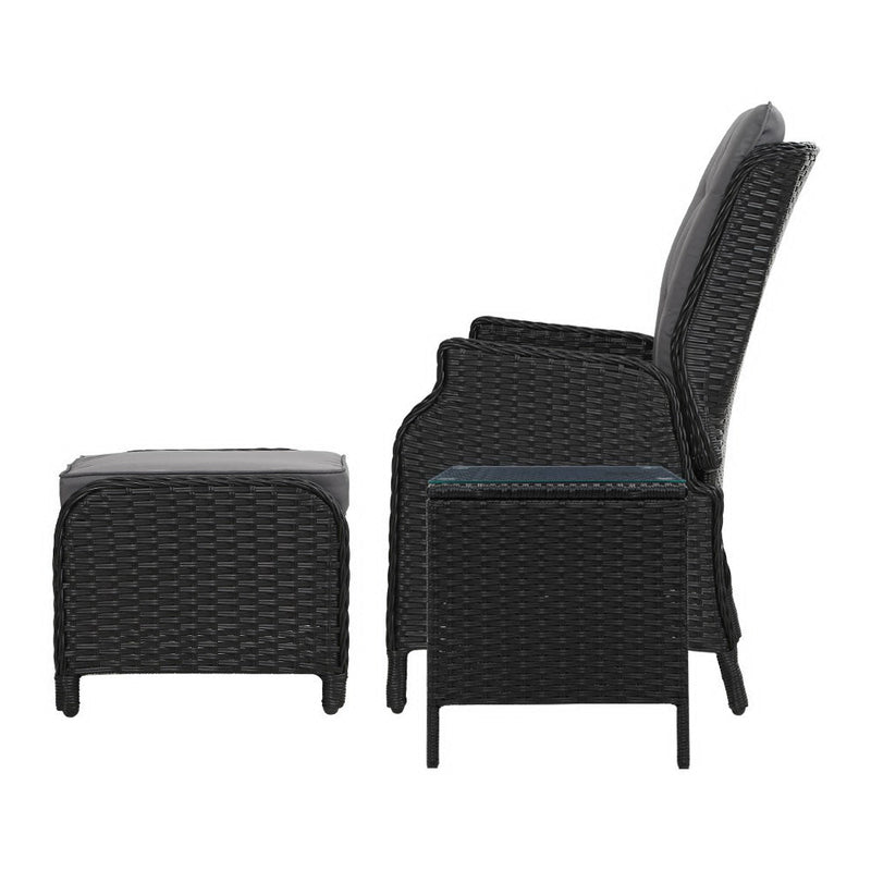 Furniture > Outdoor - Gardeon Recliner Chairs Sun lounge Setting Outdoor Furniture Patio Garden Wicker - Garden Yard
