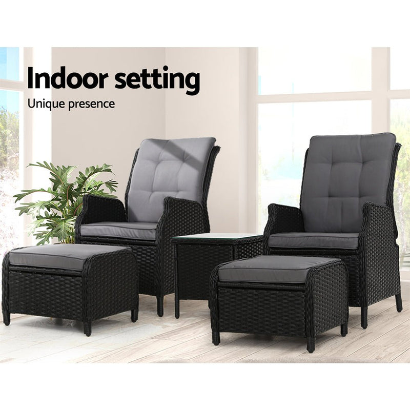 Furniture > Outdoor - Gardeon Recliner Chairs Sun lounge Setting Outdoor Furniture Patio Garden Wicker - Garden Yard