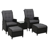 Furniture > Outdoor - Gardeon Recliner Chairs Sun lounge Setting Outdoor Furniture Patio Garden Wicker - Garden Yard