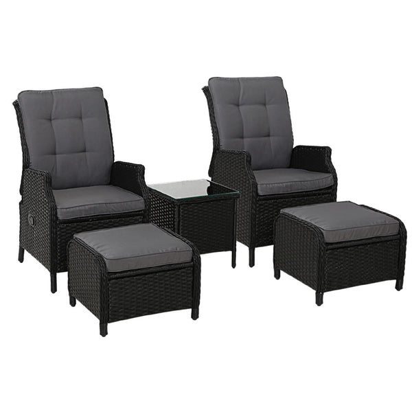 Furniture > Outdoor - Gardeon Recliner Chairs Sun lounge Setting Outdoor Furniture Patio Garden Wicker - Garden Yard