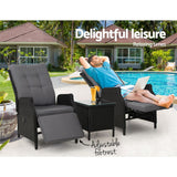 Furniture > Outdoor - Gardeon Recliner Chairs Sun lounge Setting Outdoor Furniture Patio Wicker Sofa - Garden Yard