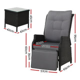 Furniture > Outdoor - Gardeon Recliner Chairs Sun lounge Setting Outdoor Furniture Patio Wicker Sofa - Garden Yard