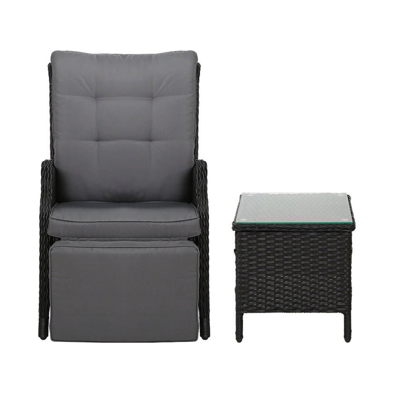 Furniture > Outdoor - Gardeon Recliner Chairs Sun lounge Setting Outdoor Furniture Patio Wicker Sofa - Garden Yard
