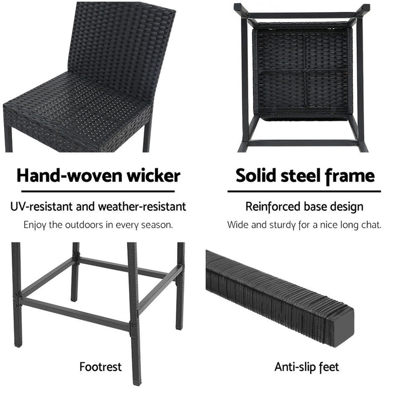 Furniture > Outdoor - Gardeon Set of 2 Outdoor Bar Stools Dining Chairs Wicker Furniture - Garden Yard