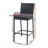 Furniture > Outdoor - Gardeon Set of 2 Outdoor Bar Stools Dining Chairs Wicker Furniture - Garden Yard