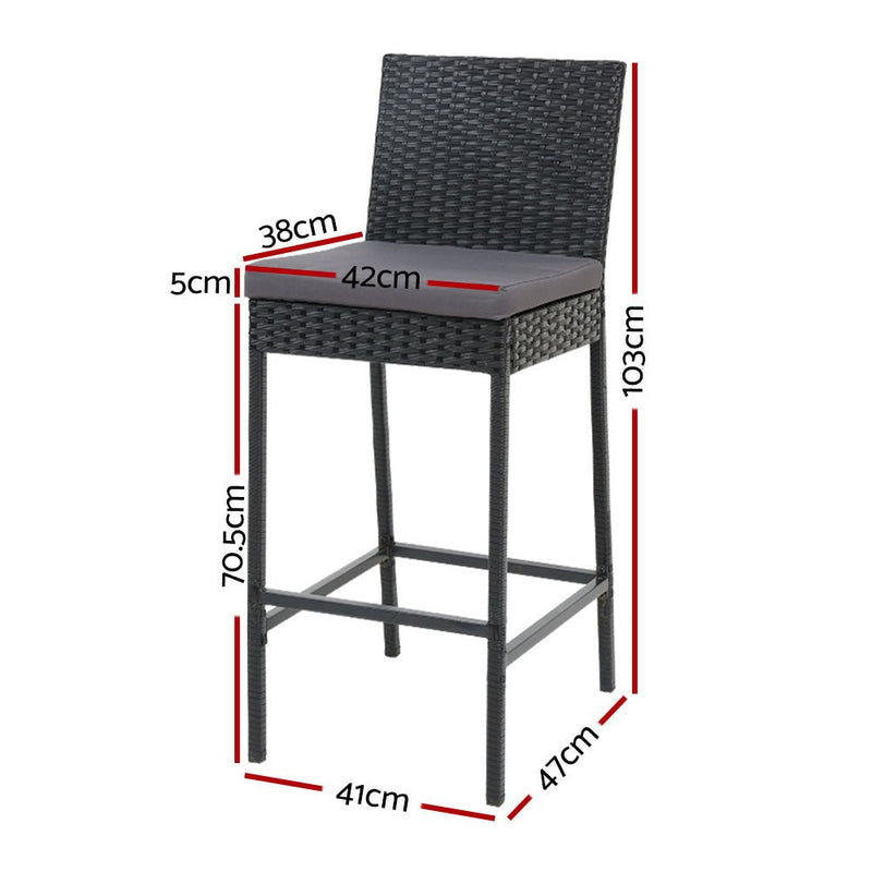 Furniture > Outdoor - Gardeon Set of 2 Outdoor Bar Stools Dining Chairs Wicker Furniture - Garden Yard