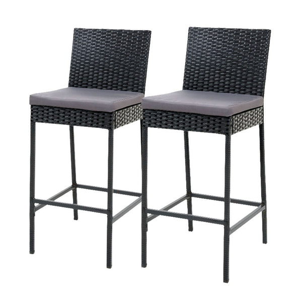 Furniture > Outdoor - Gardeon Set of 2 Outdoor Bar Stools Dining Chairs Wicker Furniture - Garden Yard
