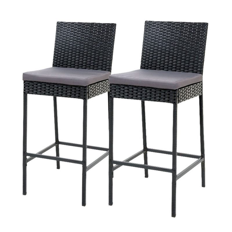 Furniture > Outdoor - Gardeon Set of 2 Outdoor Bar Stools Dining Chairs Wicker Furniture - Garden Yard