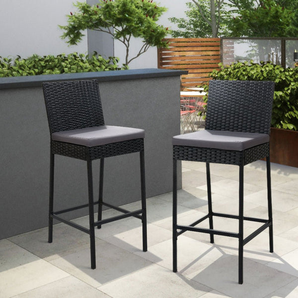 Furniture > Outdoor - Gardeon Set of 2 Outdoor Bar Stools Dining Chairs Wicker Furniture - Garden Yard