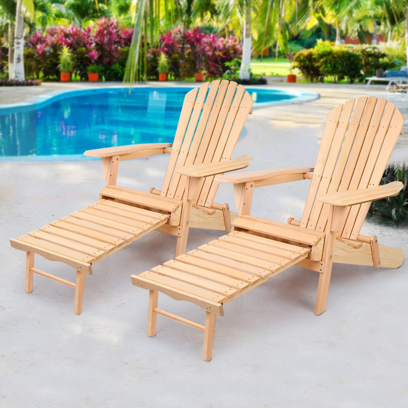 Furniture > Outdoor - Gardeon Set of 2 Outdoor Sun Lounge Chairs Patio Furniture Beach Chair Lounger - Garden Yard