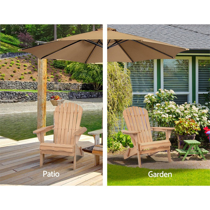 Furniture > Outdoor - Gardeon Set of 2 Patio Furniture Outdoor Chairs Beach Chair Wooden Adirondack Garden Lounge - Garden Yard