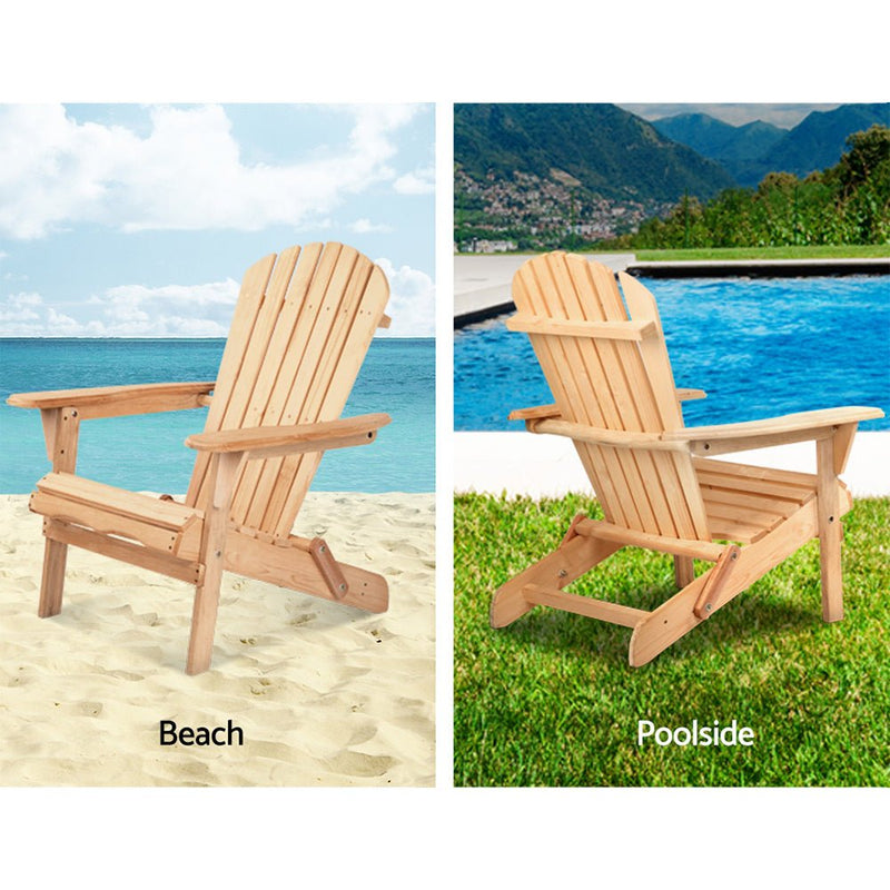 Furniture > Outdoor - Gardeon Set of 2 Patio Furniture Outdoor Chairs Beach Chair Wooden Adirondack Garden Lounge - Garden Yard