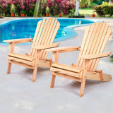 Furniture > Outdoor - Gardeon Set of 2 Patio Furniture Outdoor Chairs Beach Chair Wooden Adirondack Garden Lounge - Garden Yard