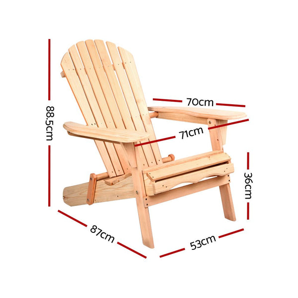 Furniture > Outdoor - Gardeon Set of 2 Patio Furniture Outdoor Chairs Beach Chair Wooden Adirondack Garden Lounge - Garden Yard