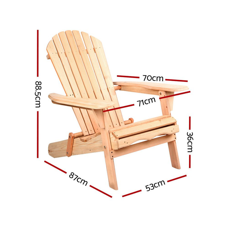 Furniture > Outdoor - Gardeon Set of 2 Patio Furniture Outdoor Chairs Beach Chair Wooden Adirondack Garden Lounge - Garden Yard