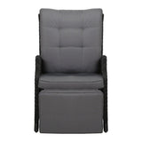 Furniture > Outdoor - Gardeon Set of 2 Recliner Chairs Sun lounge Outdoor Furniture Setting Patio Wicker Sofa Black - Garden Yard