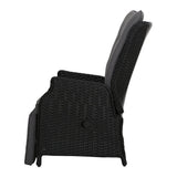 Furniture > Outdoor - Gardeon Set of 2 Recliner Chairs Sun lounge Outdoor Furniture Setting Patio Wicker Sofa Black - Garden Yard