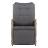Furniture > Outdoor - Gardeon Set of 2 Recliner Chairs Sun lounge Outdoor Furniture Setting Patio Wicker Sofa Grey - Garden Yard