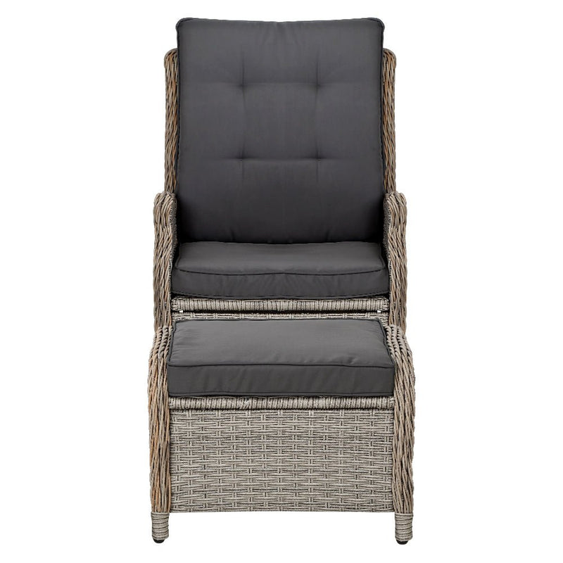 Furniture > Outdoor - Gardeon Set of 2 Recliner Chairs Sun lounge Outdoor Patio Furniture Wicker Sofa Lounger - Garden Yard