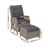 Furniture > Outdoor - Gardeon Set of 2 Recliner Chairs Sun lounge Outdoor Patio Furniture Wicker Sofa Lounger - Garden Yard