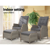 Furniture > Outdoor - Gardeon Set of 2 Recliner Chairs Sun lounge Outdoor Patio Furniture Wicker Sofa Lounger - Garden Yard