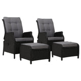 Furniture > Outdoor - Gardeon Set of 2 Recliner Chairs Sun lounge Outdoor Setting Patio Furniture Wicker Sofa - Garden Yard