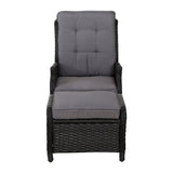 Furniture > Outdoor - Gardeon Set of 2 Recliner Chairs Sun lounge Outdoor Setting Patio Furniture Wicker Sofa - Garden Yard