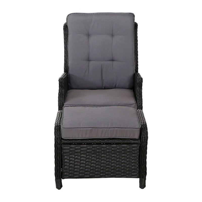 Furniture > Outdoor - Gardeon Set of 2 Recliner Chairs Sun lounge Outdoor Setting Patio Furniture Wicker Sofa - Garden Yard