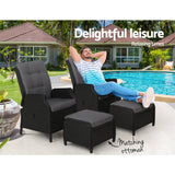 Furniture > Outdoor - Gardeon Set of 2 Recliner Chairs Sun lounge Outdoor Setting Patio Furniture Wicker Sofa - Garden Yard