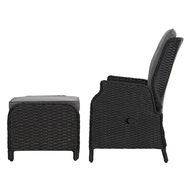 Furniture > Outdoor - Gardeon Set of 2 Recliner Chairs Sun lounge Outdoor Setting Patio Furniture Wicker Sofa - Garden Yard