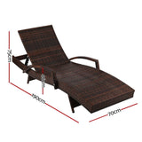 Furniture > Outdoor - Gardeon Set of 2 Sun Lounge Outdoor Furniture Day Bed Rattan Wicker Lounger Patio - Garden Yard