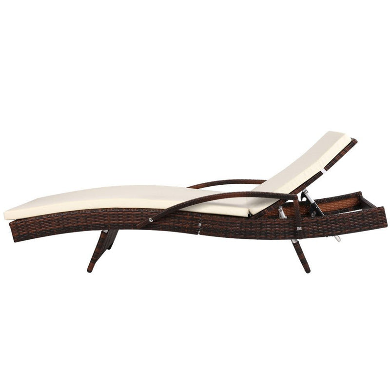 Furniture > Outdoor - Gardeon Set of 2 Sun Lounge Outdoor Furniture Day Bed Rattan Wicker Lounger Patio - Garden Yard