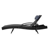 Furniture > Outdoor - Gardeon Set of 2 Sun Lounge Outdoor Furniture Wicker Lounger Rattan Day Bed Garden Patio Black - Garden Yard