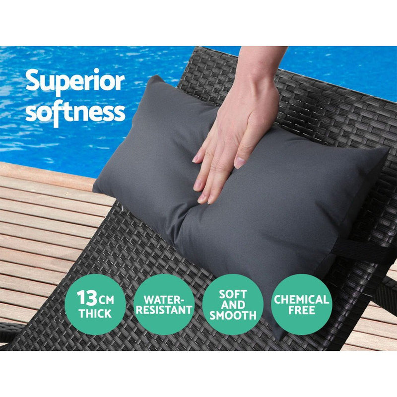 Furniture > Outdoor - Gardeon Set of 2 Sun Lounge Outdoor Furniture Wicker Lounger Rattan Day Bed Garden Patio Black - Garden Yard