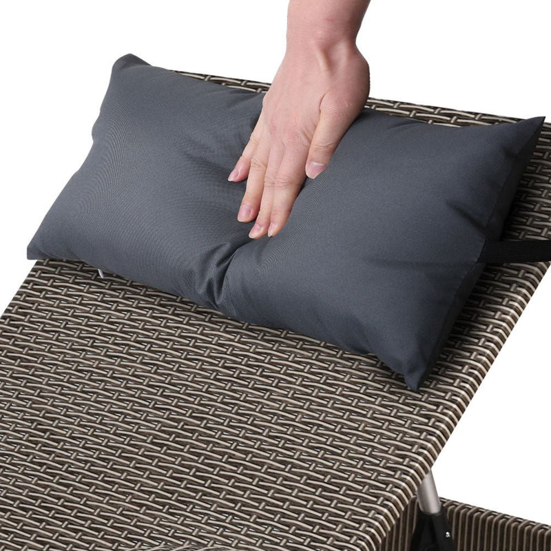 Furniture > Outdoor - Gardeon Set of 2 Sun Lounge Outdoor Furniture Wicker Lounger Rattan Day Bed Garden Patio Grey - Garden Yard