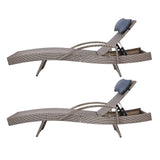 Furniture > Outdoor - Gardeon Set of 2 Sun Lounge Outdoor Furniture Wicker Lounger Rattan Day Bed Garden Patio Grey - Garden Yard