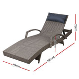 Furniture > Outdoor - Gardeon Set of 2 Sun Lounge Outdoor Furniture Wicker Lounger Rattan Day Bed Garden Patio Grey - Garden Yard