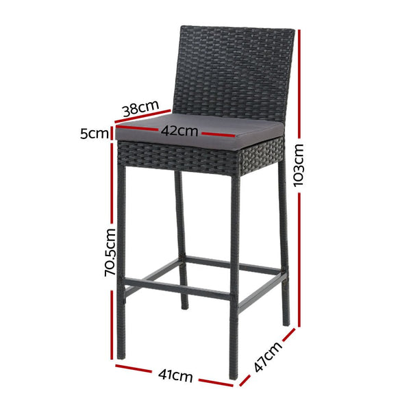 Furniture > Outdoor - Gardeon Set of 4 Outdoor Bar Stools Dining Chairs Wicker Furniture - Garden Yard