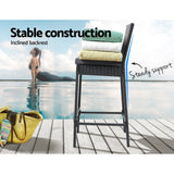 Furniture > Outdoor - Gardeon Set of 4 Outdoor Bar Stools Dining Chairs Wicker Furniture - Garden Yard