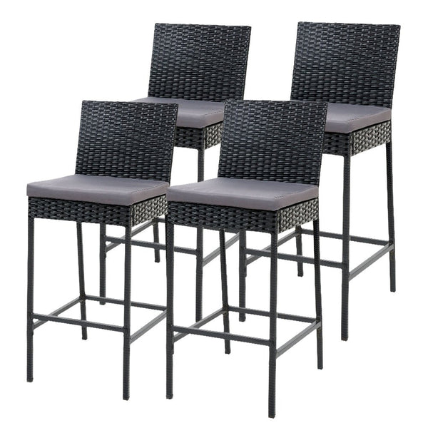 Furniture > Outdoor - Gardeon Set of 4 Outdoor Bar Stools Dining Chairs Wicker Furniture - Garden Yard