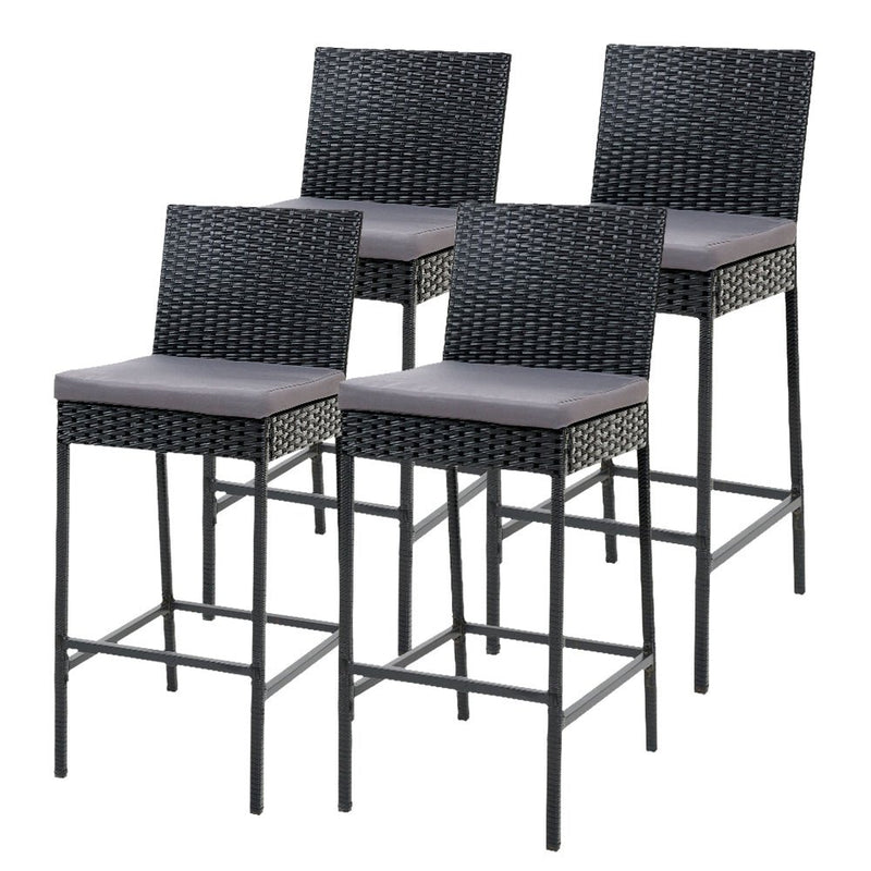 Furniture > Outdoor - Gardeon Set of 4 Outdoor Bar Stools Dining Chairs Wicker Furniture - Garden Yard